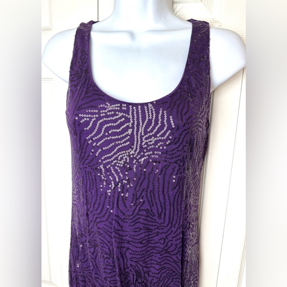 VELVET Graham Spencer Larissa Sequin Dress Scoop Ruched Party Cocktail Purple - Picture 4 of 10